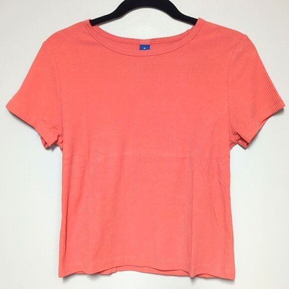 Old Navy Orange Ribbed Short Sleeve Shirt - Picture 1 of 4